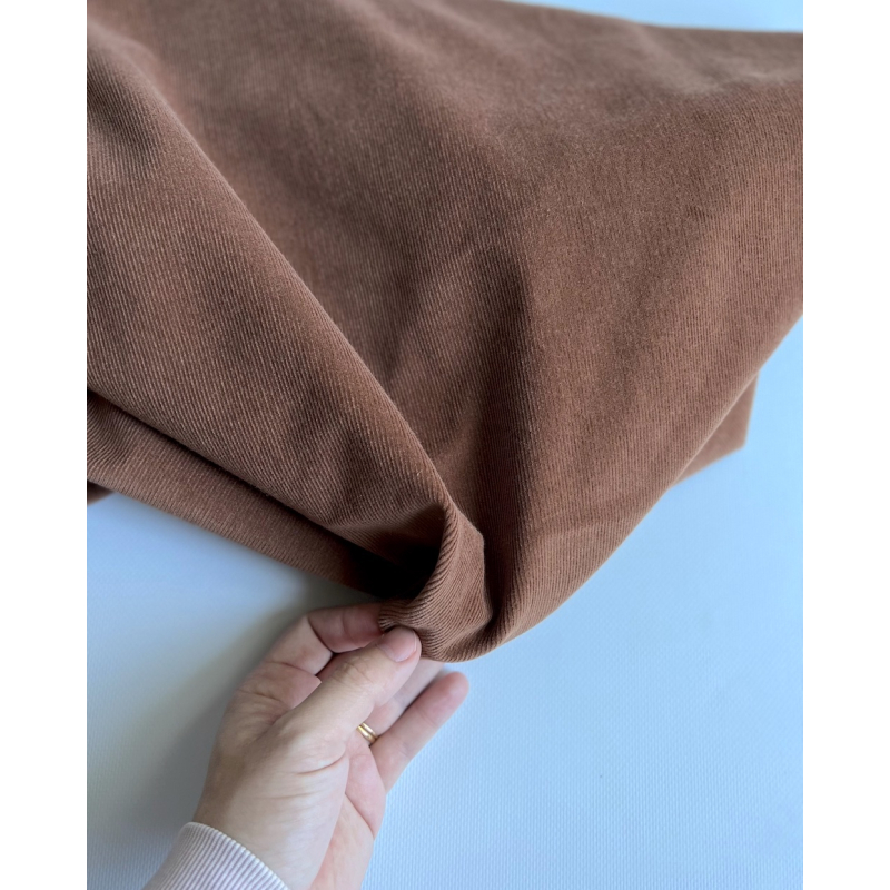 Velours milleraies coton organique coloris Noisette  - 3