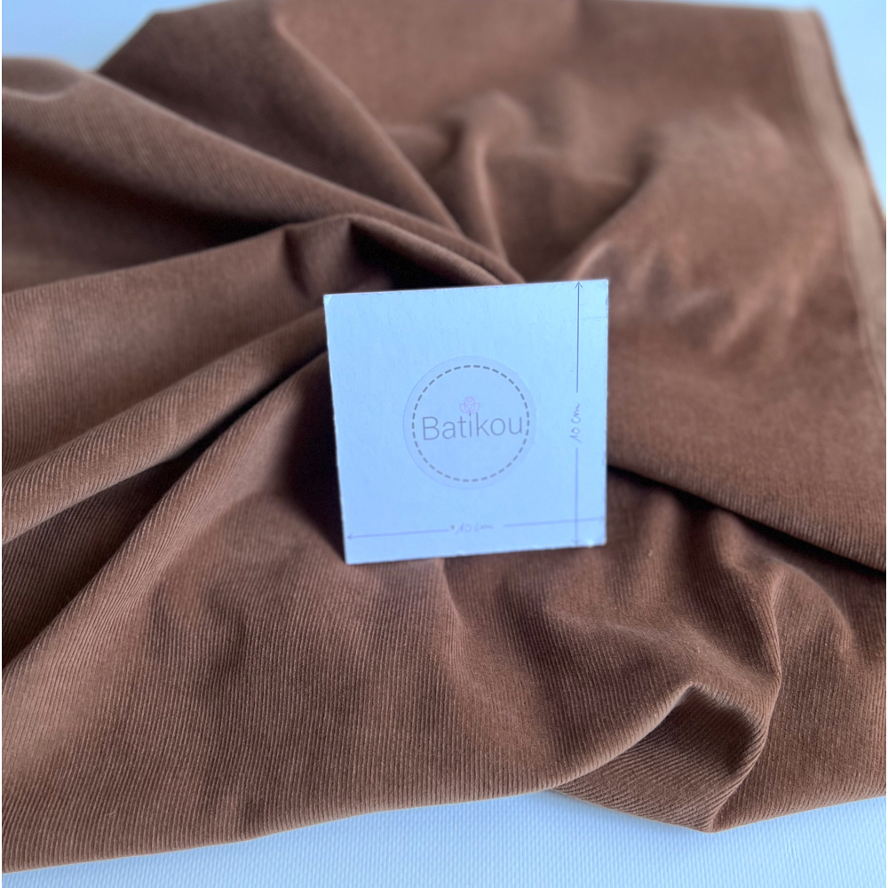 Velours milleraies coton organique coloris Noisette  - 4