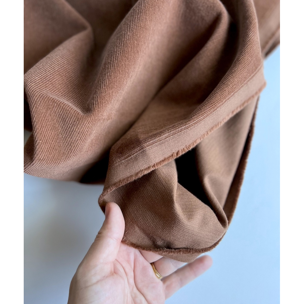 Velours milleraies coton organique coloris Noisette  - 5