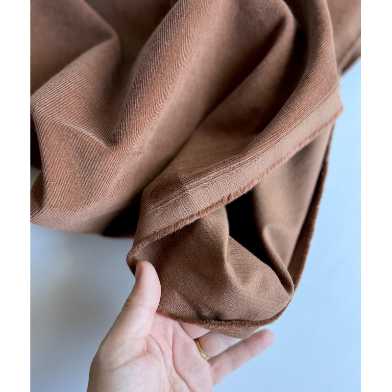 Velours milleraies coton organique coloris Noisette  - 5