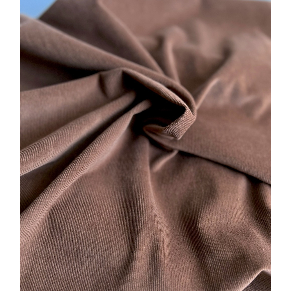 Velours milleraies coton organique coloris Noisette  - 6