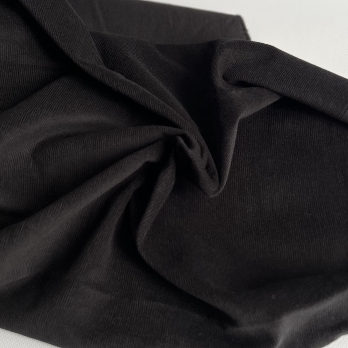 Velours milleraies coton organique coloris Noir  - 1