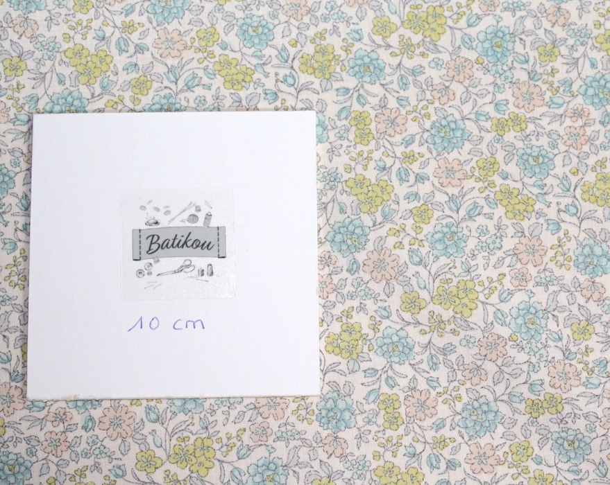 Dahlia - Batiste de coton SILKYNE imprimé fleuri lime