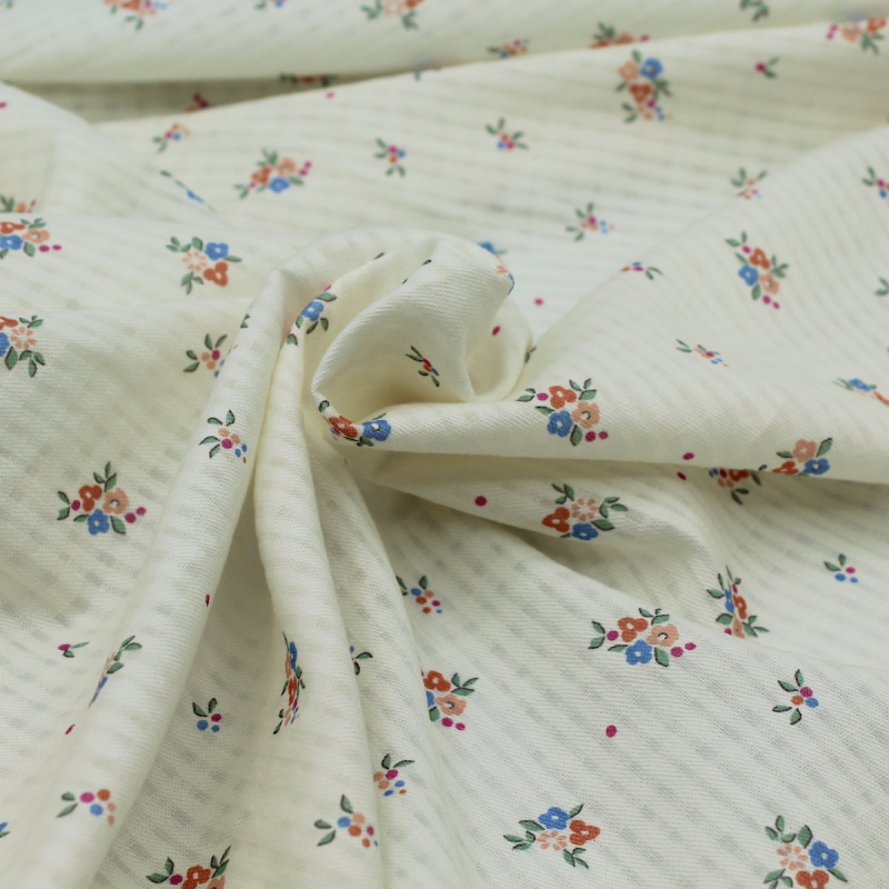 Seersucker / Coton gaufré  doux motif petites fleurs x1m