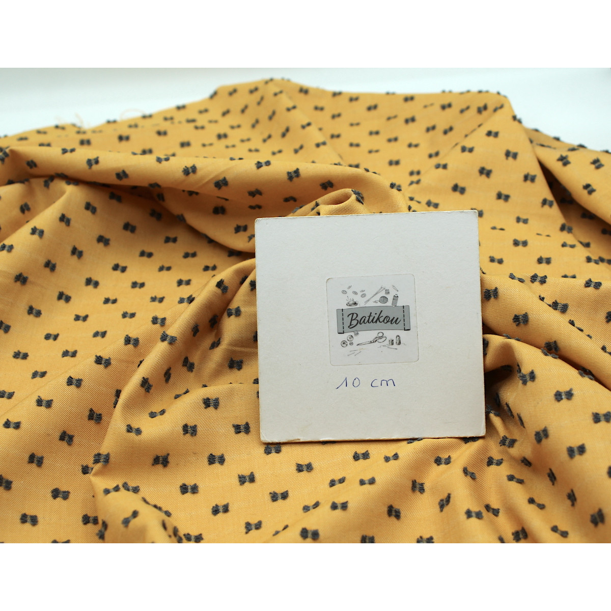 Coton sergé plumetis moutarde et anthracite