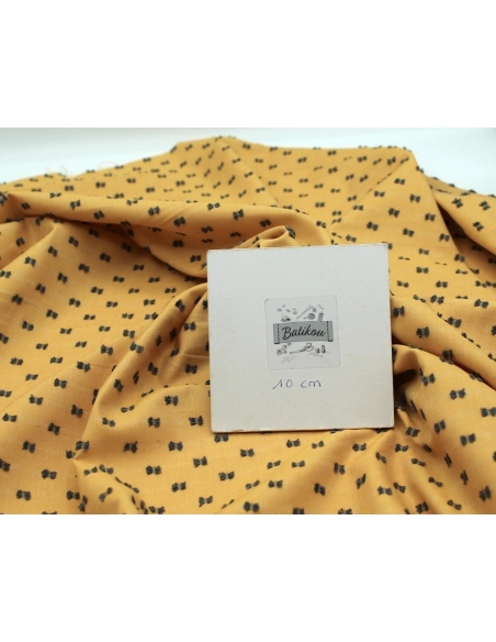 Coton sergé plumetis moutarde et anthracite