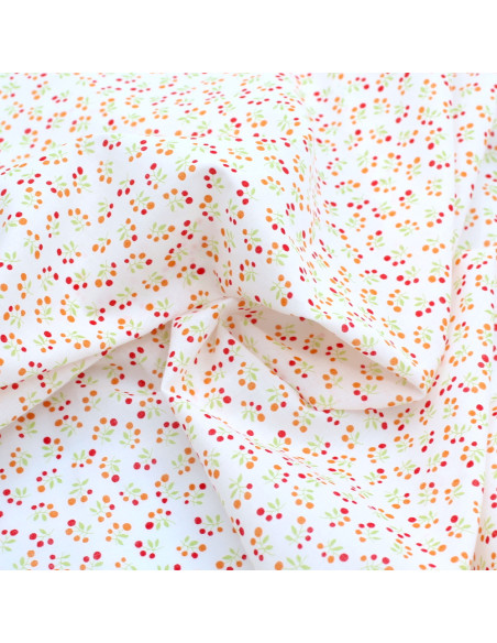 Voile de coton BIO imprimé fruit cerise orange