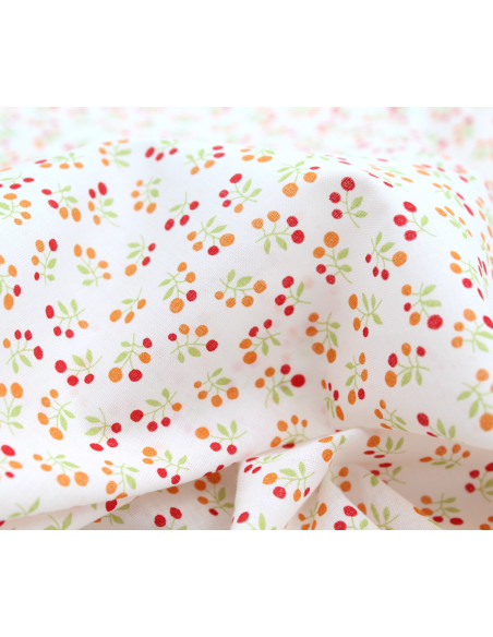 Voile de coton BIO imprimé fruit cerise orange