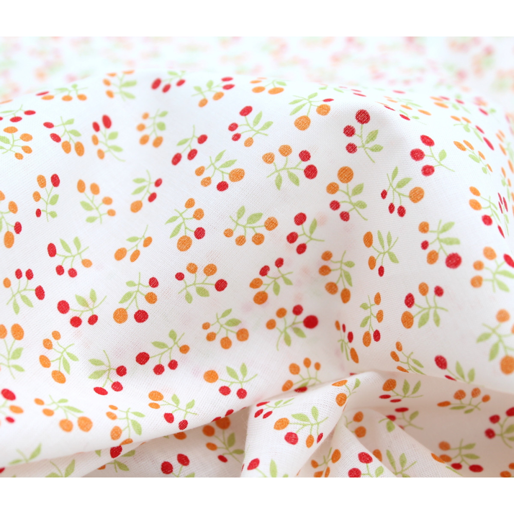 Voile de coton BIO imprimé fruit cerise orange Voile de coton BIO imprimé fruit cerise orange