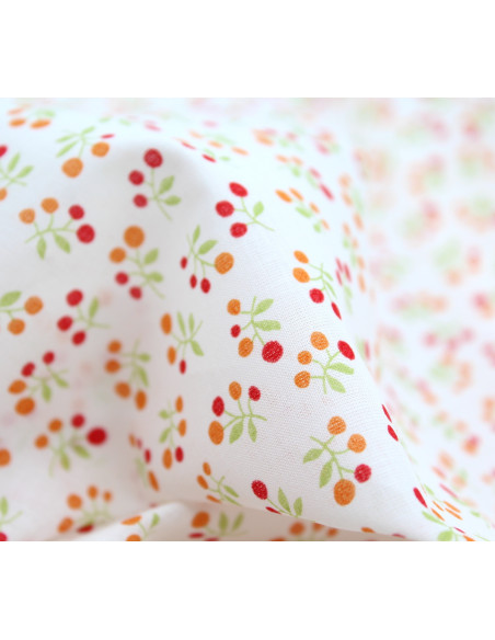 Voile de coton BIO imprimé fruit cerise orange