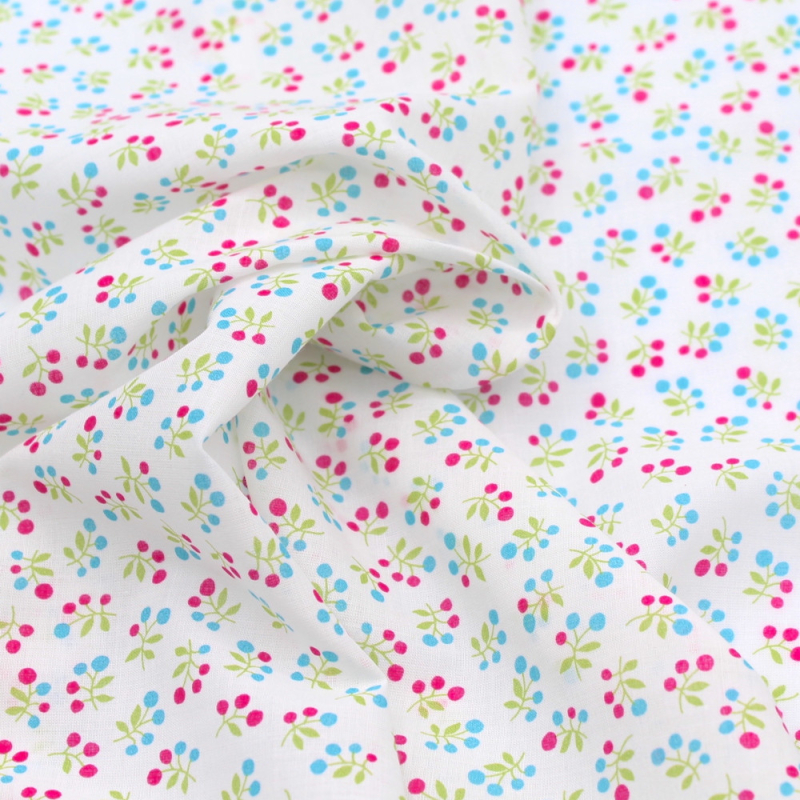 Voile de coton BIO imprimé fruit cerise orange