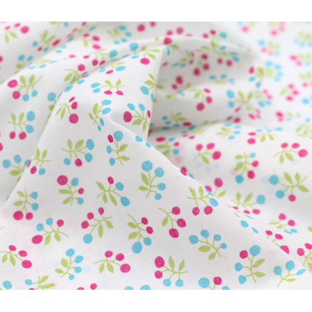 Voile de coton BIO imprimé fruit cerise Voile de coton BIO imprimé fruit cerise