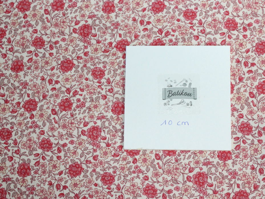 Batiste de coton SILKYNE imprimé fleuri corail