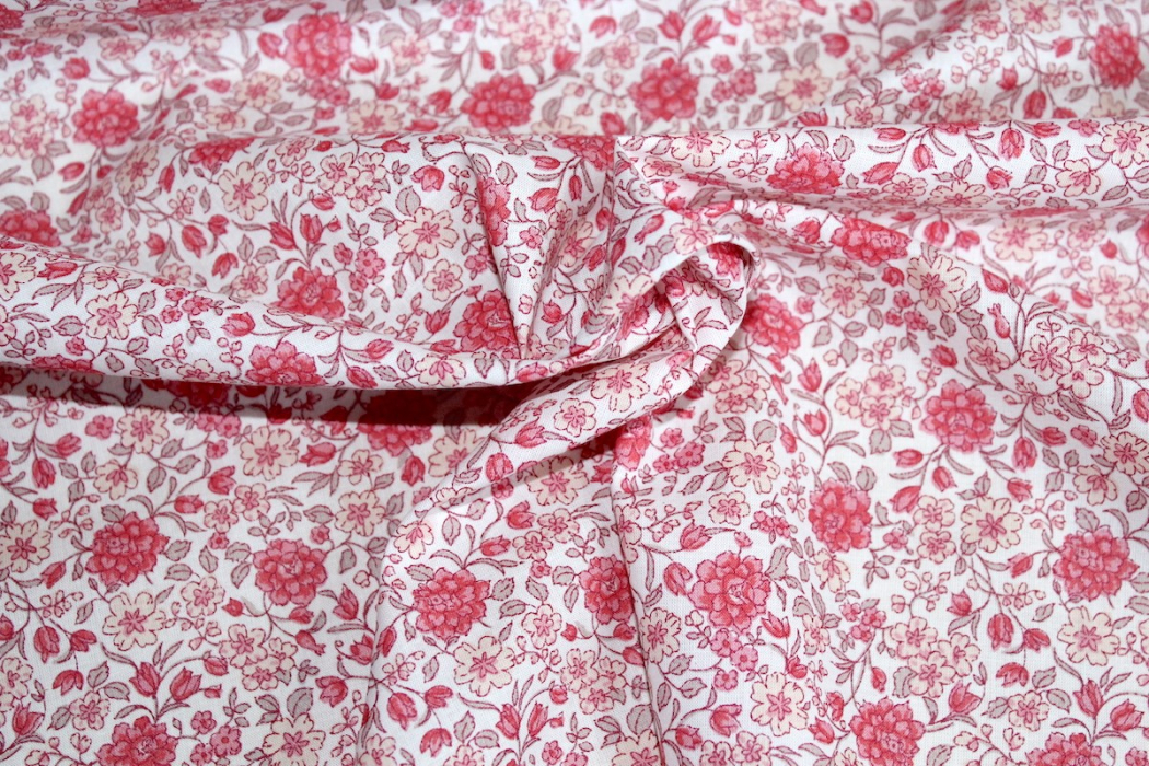 Batiste de coton SILKYNE imprimé fleuri corail