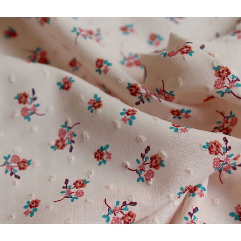 Plumetis de coton imprimé nude