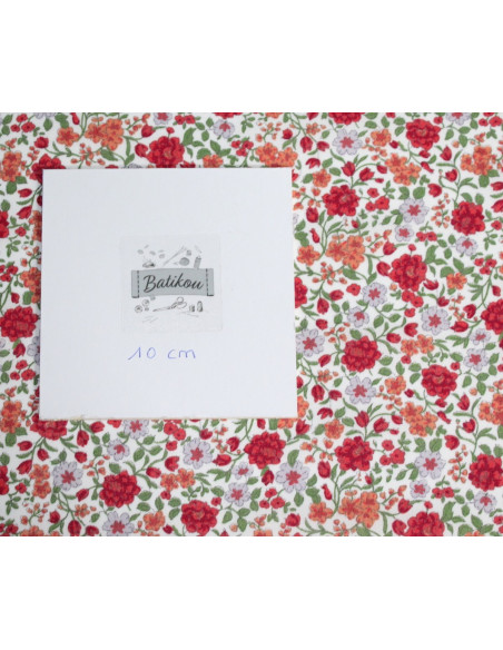 Batiste de coton SILKYNE imprimé fleuri rouge