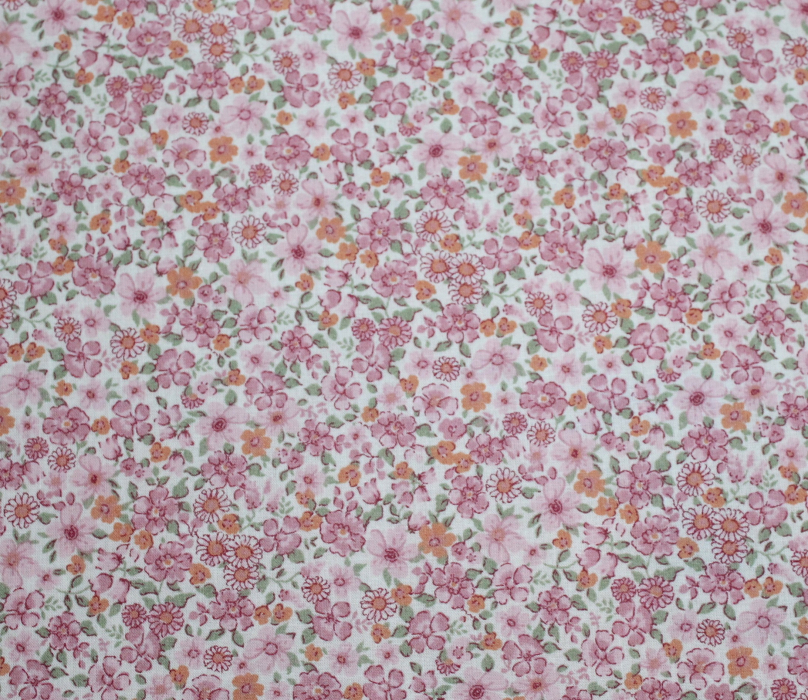 Batiste de coton SILKYNE imprimé fleuri rose