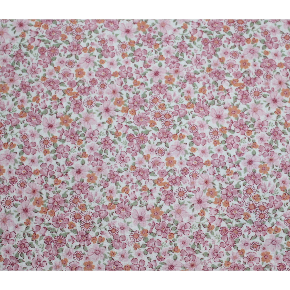 Batiste de coton SILKYNE imprimé fleuri rose