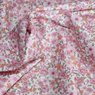 Batiste de coton SILKYNE imprimé fleuri rose Batiste de coton SILKYNE imprimé fleuri rose