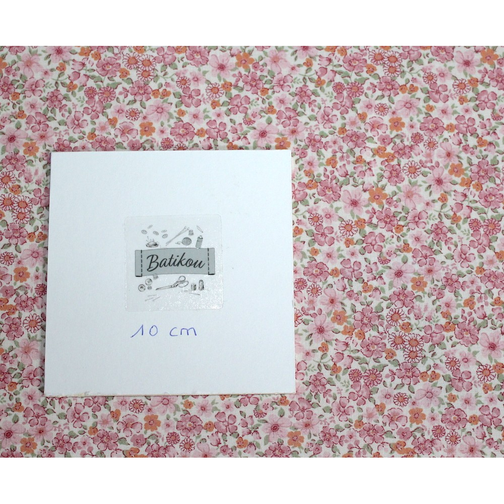 Batiste de coton SILKYNE imprimé fleuri rose