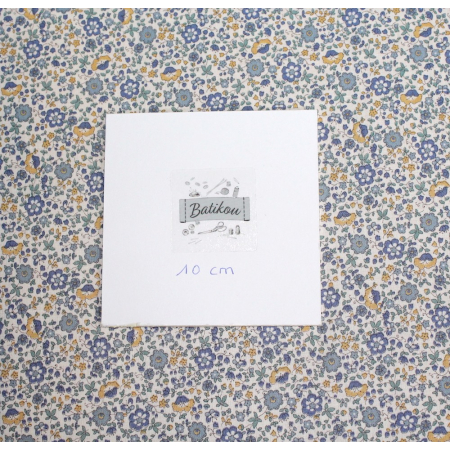Batiste de coton SILKYNE imprimé fleuri bleu Batiste de coton SILKYNE imprimé fleuri bleu