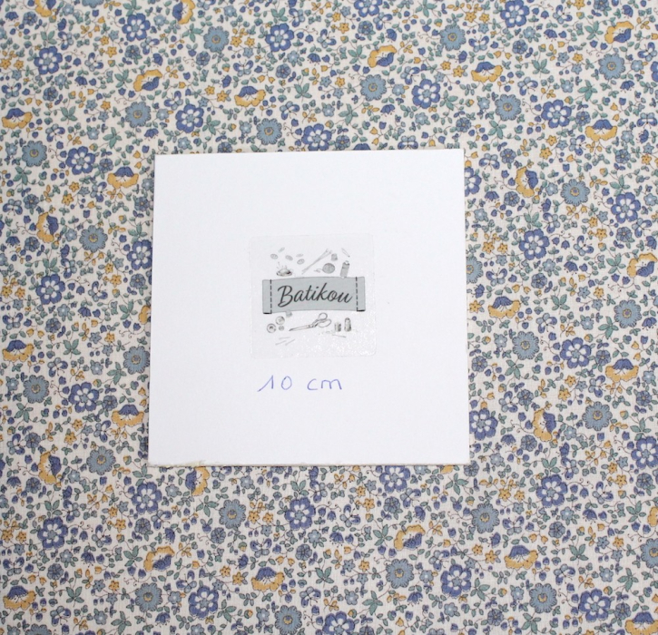 Batiste de coton SILKYNE imprimé fleuri bleu