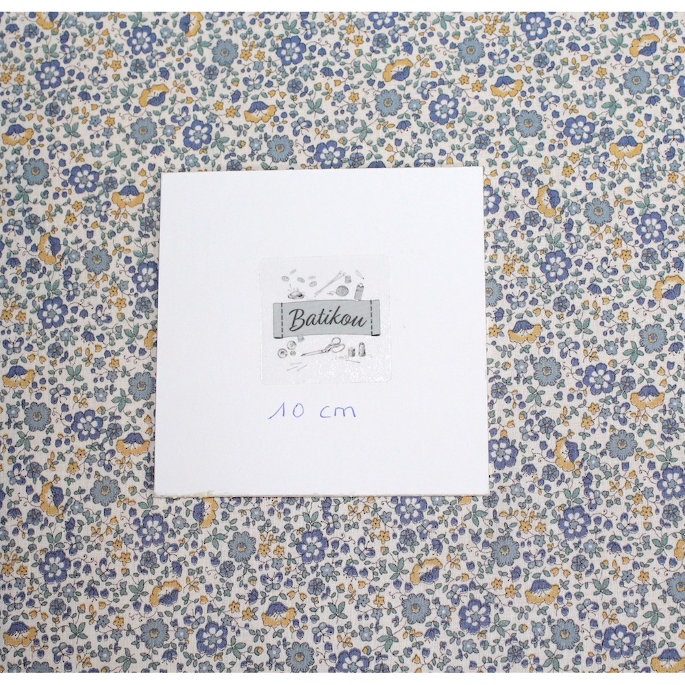 Batiste de coton SILKYNE imprimé fleuri bleu