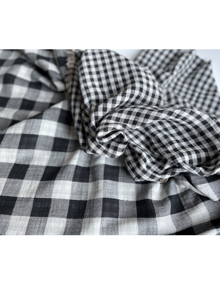 Double gaze de coton vichy réversible noir / blanc Qualité Oeko-tex - 6