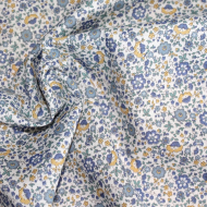 Batiste de coton SILKYNE imprimé fleuri bleu