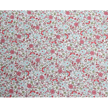 Batiste de coton SILKYNE imprimé fleuri sorbet fraise mint Batiste de coton SILKYNE imprimé fleuri sorbet fraise mint