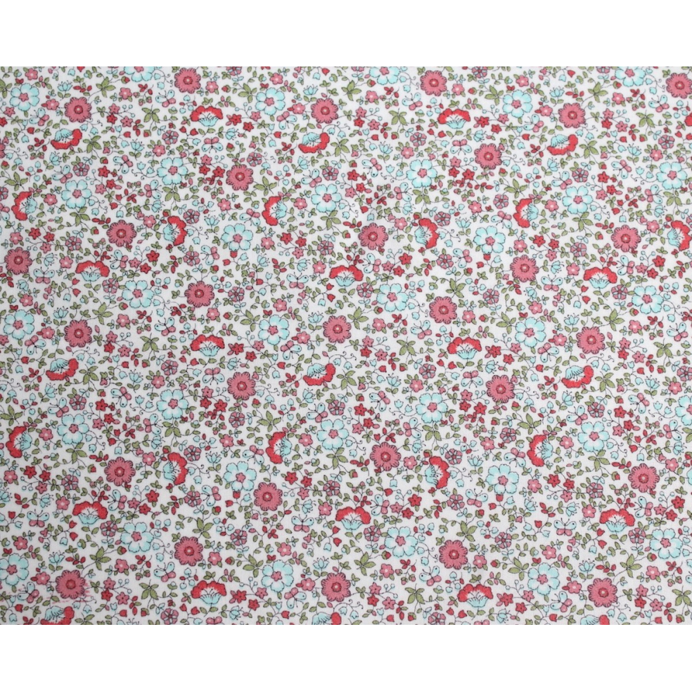 Batiste de coton SILKYNE imprimé fleuri sorbet fraise mint