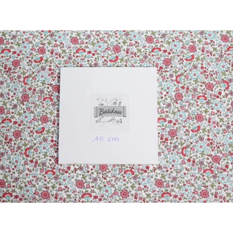 Batiste de coton SILKYNE imprimé fleuri sorbet fraise mint