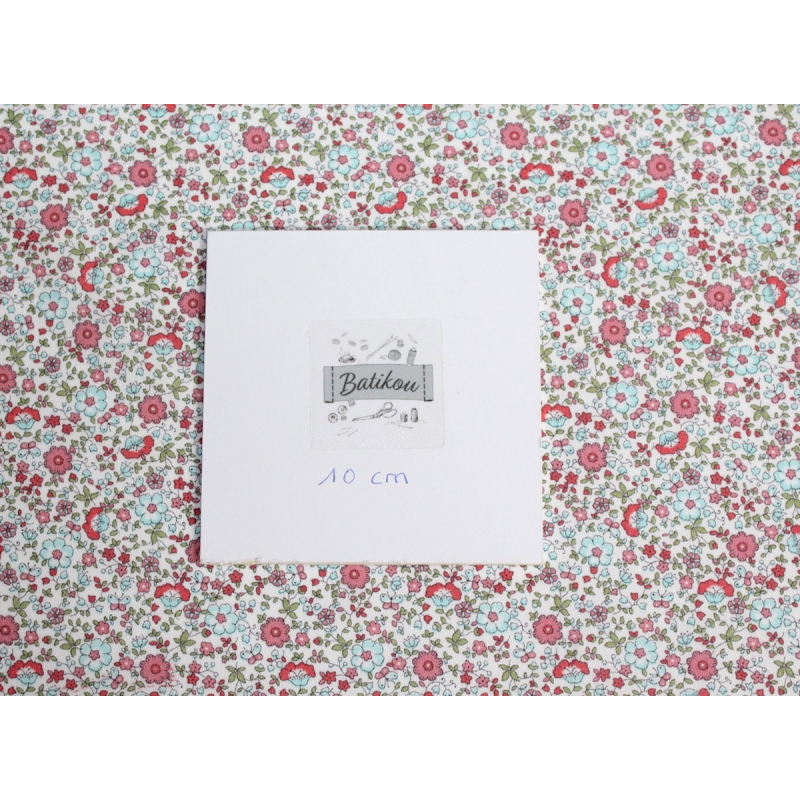 Batiste de coton SILKYNE imprimé fleuri sorbet fraise mint