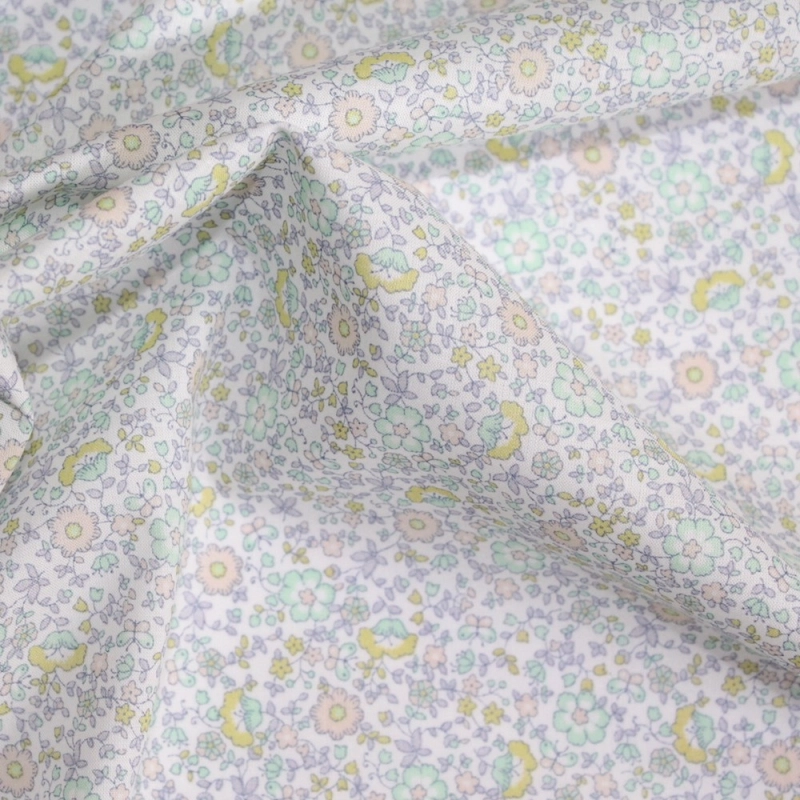 Batiste de coton SILKYNE imprimé fleuri sorbet lime mint