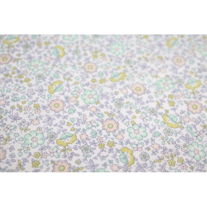 Batiste de coton SILKYNE imprimé fleuri sorbet lime mint