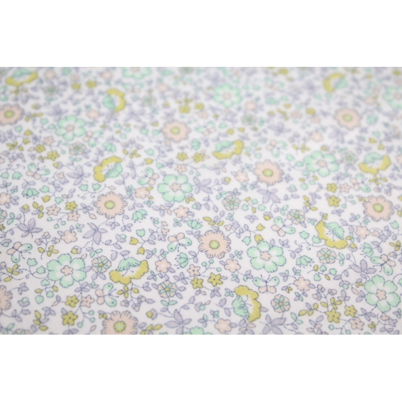 Batiste de coton SILKYNE imprimé fleuri sorbet lime mint Batiste de coton SILKYNE imprimé fleuri sorbet lime mint