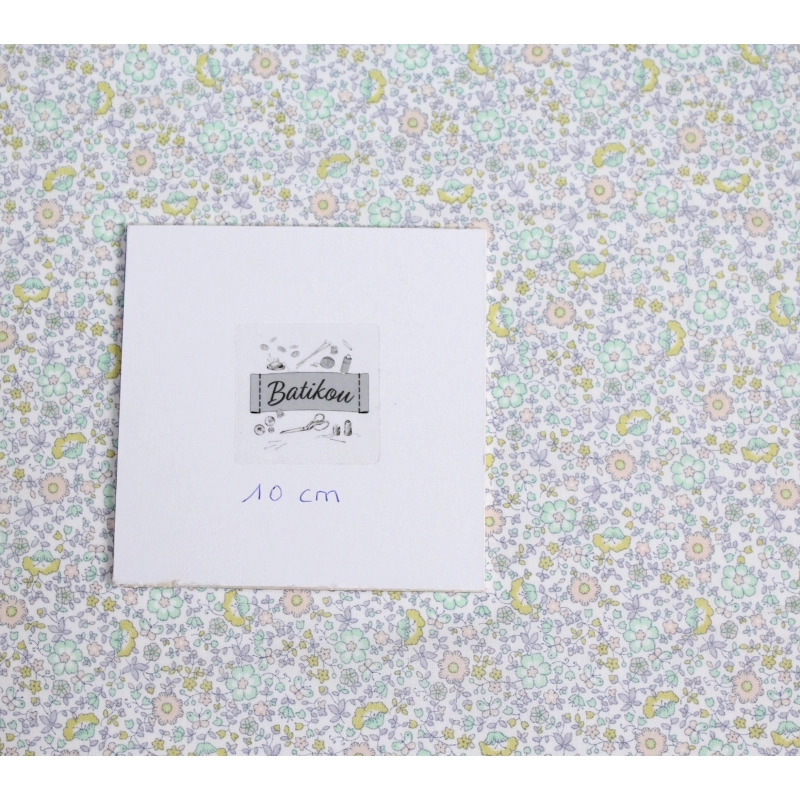 Batiste de coton SILKYNE imprimé fleuri sorbet lime mint