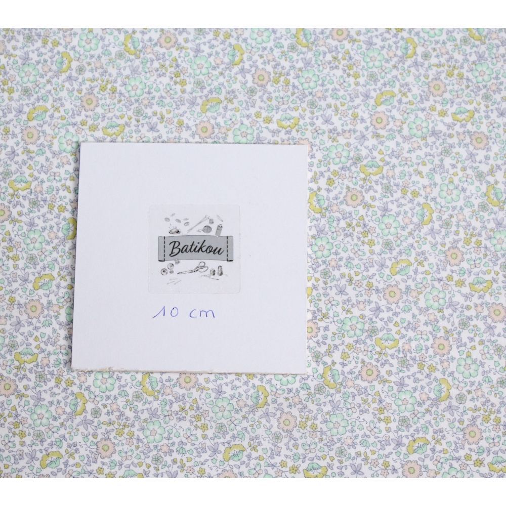 Batiste de coton SILKYNE imprimé fleuri sorbet lime mint Batiste de coton SILKYNE imprimé fleuri sorbet lime mint