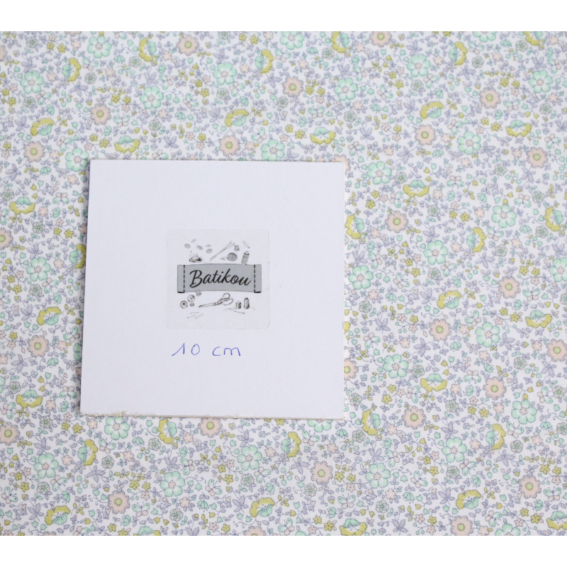 Batiste de coton SILKYNE imprimé fleuri sorbet lime mint Batiste de coton SILKYNE imprimé fleuri sorbet lime mint