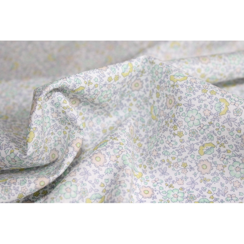 Batiste de coton SILKYNE imprimé fleuri sorbet lime mint