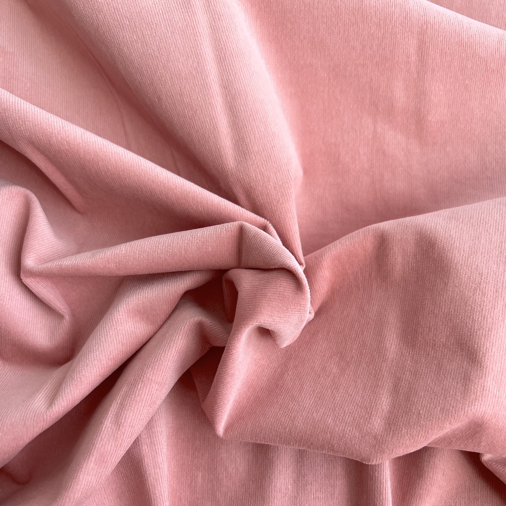 Velours milleraies stretch coton coloris rose malabar Batikou - 1