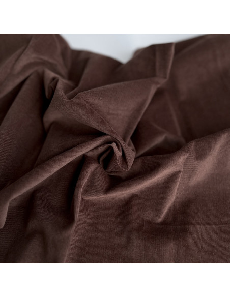 Velours milleraies stretch coton coloris châtaigne Batikou - 1