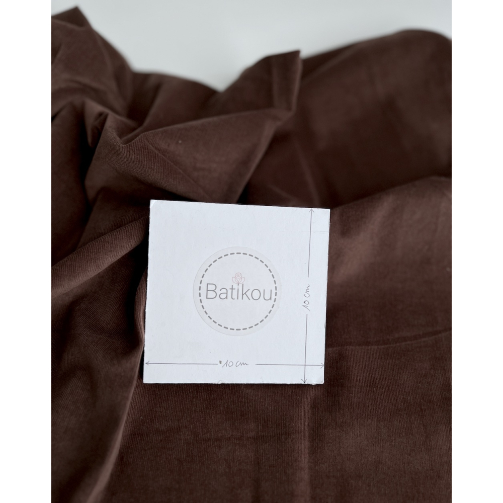 Velours milleraies stretch coton coloris châtaigne Batikou - 4