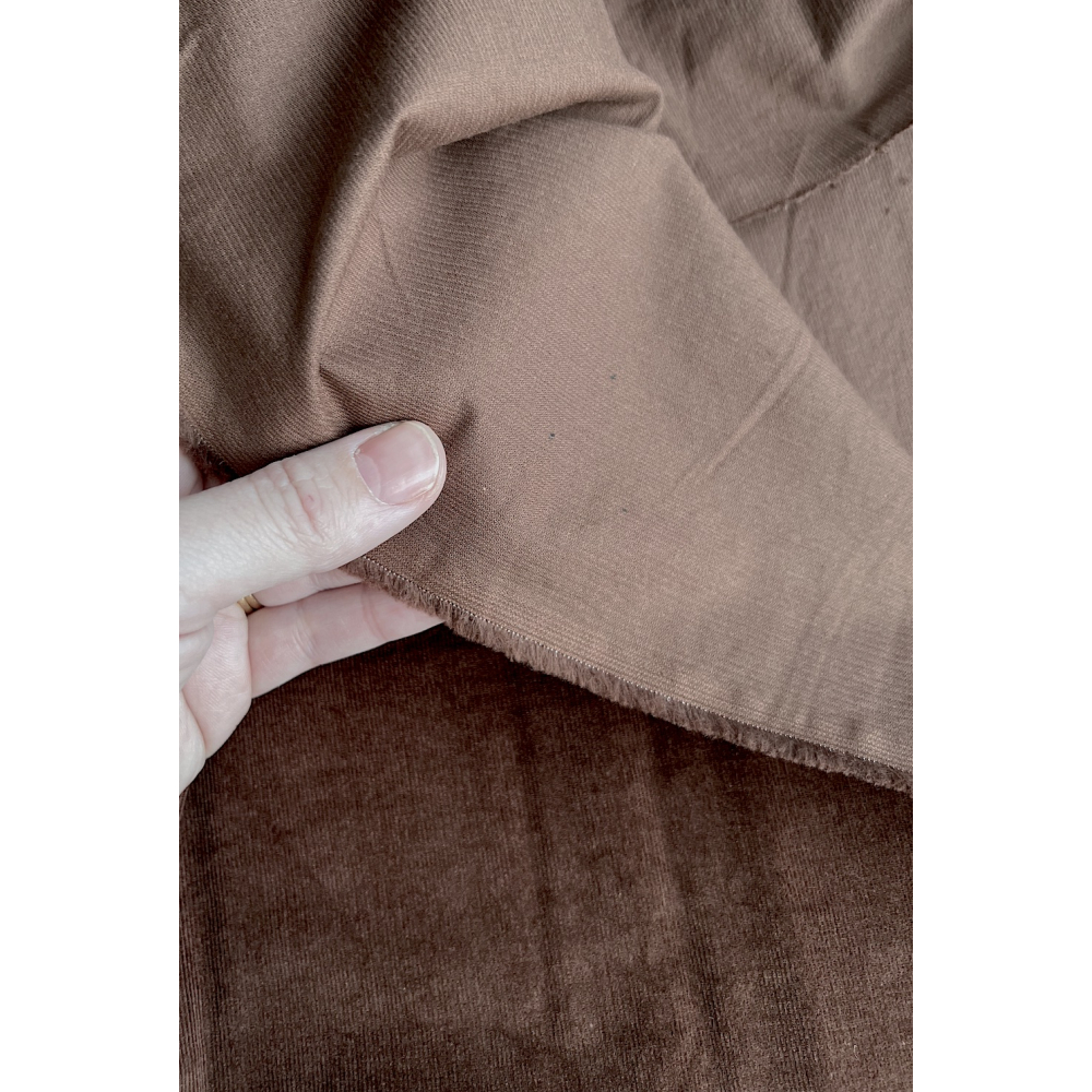 Velours milleraies stretch coton coloris châtaigne Batikou - 3