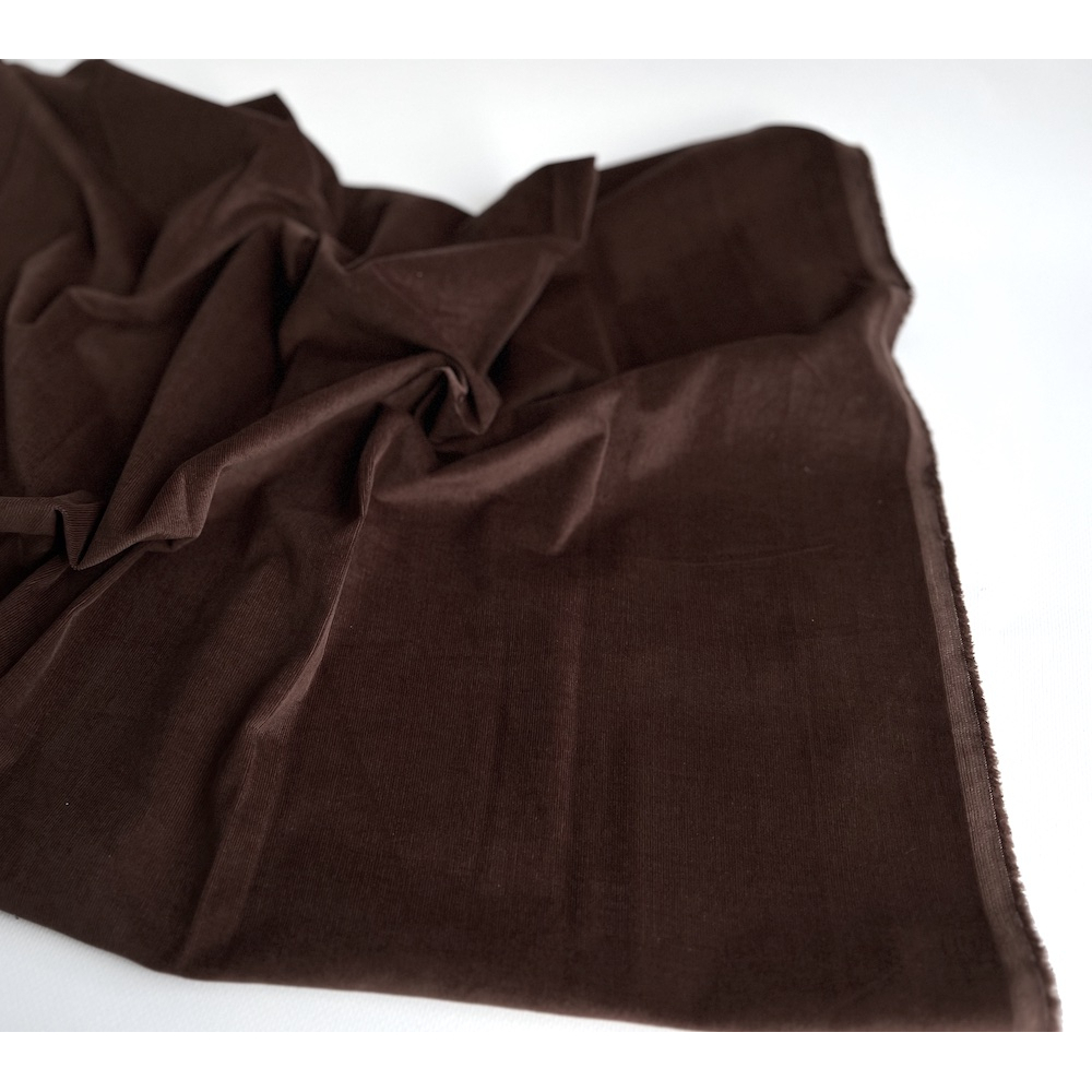 Velours milleraies stretch coton coloris châtaigne Batikou - 5