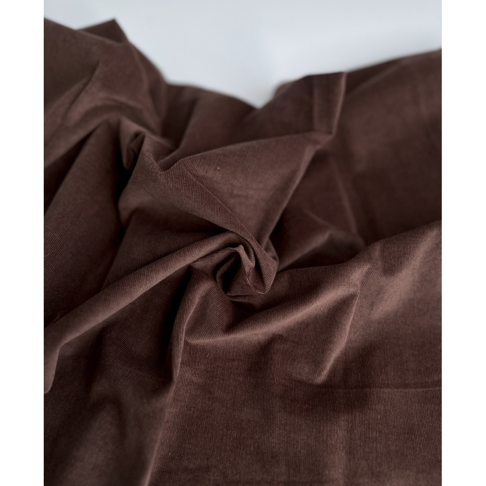 Velours milleraies stretch coton coloris châtaigne Batikou - 2