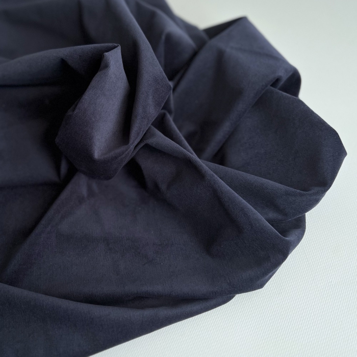 Velours milleraies stretch coton coloris bleu marine Batikou - 1