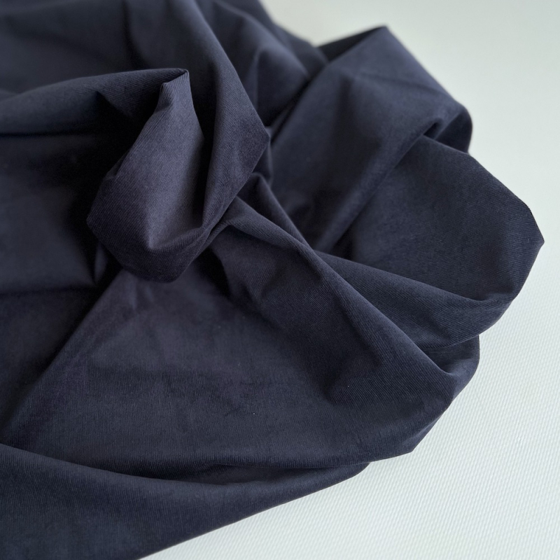 Velours milleraies stretch coton coloris bleu marine Batikou - 1