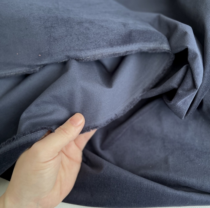 Velours milleraies stretch coton coloris bleu marine Batikou - 4