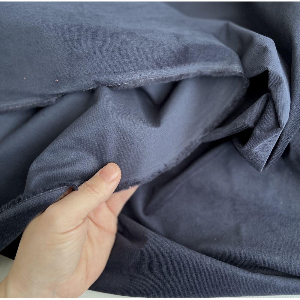 Velours milleraies stretch coton coloris bleu marine Batikou - 4